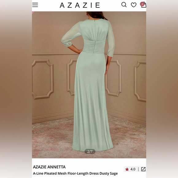 NWT Azazie Dress - Brand new, NEVER WORN Mother of the Bride dress w/garment bag - Picture 7 of 8